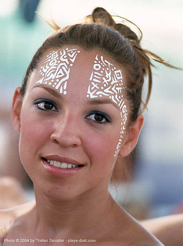 diana_portrait - burning man 2003, body art, body paint, body painting, face painting, facepaint, tribal, woman