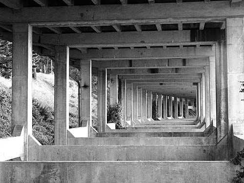 doyle drive - access ramp to golden gate bridge (san francisco), columns, concrete, doyle drive, elevated freeway, golden gate bridge, overpass, pillars, urban