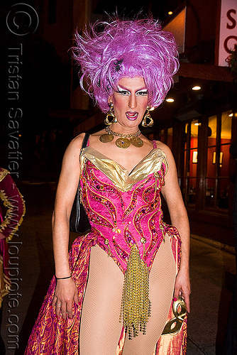 drag queen - halloween in the castro (san francisco), costume, crossdressing, drag queen, halloween, man, night, transvestite