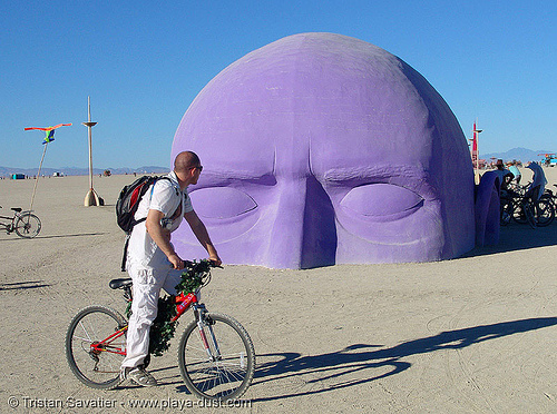 dreamer by pepe ozan - burning man 2005, art installation, dreamer, head, man, pepe ozan, purple