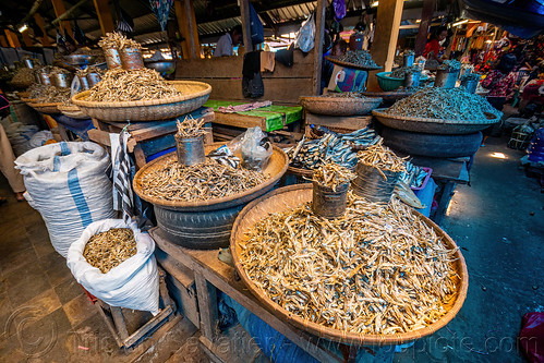 dry fish stand at market, bolu market, dry fish, fish market, pasar bolu, rantepao, sulawesi, tana toraja, woman