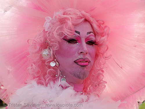 easter sunday in dolores park, san francisco, crossdressing, drag queen, easter, flashy color, makeup, pink, transvestite