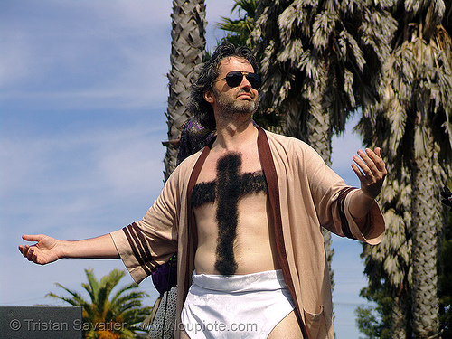 easter sunday in dolores park, san francisco, black cross, easter, hairy, jesus christ, man, stigmata