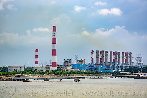 electrical power station of the gresik petro-chemical plant - surabaya (indonesia), environment, factory, gresik plant, madura strait, petrochemical plant, petrokimia gresik, pollution, surabaya