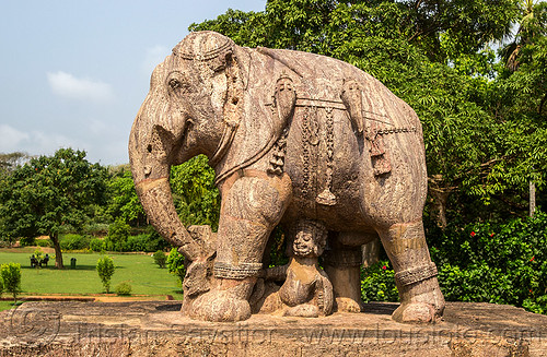 elephant sculpture - konark sun temple (india), hindu temple, hinduism, konark sun temple, sculptures, statue, stone elephant