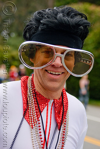 elvis impersonator - portrait, bay to breakers, elvis impersonator, footrace, man, oversize sunglasses, street party
