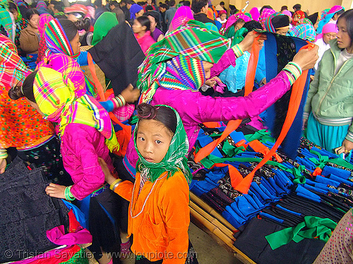 fabric shop in market - vietnam, colorful, fabric, hill tribes, indigenous, mèo vạc, shop, vietnam