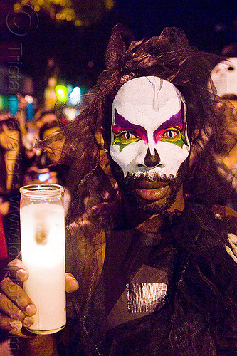 face paint - dia de los muertos - halloween (san francisco), candle, cat eyes contact lenses, cat eyes contacts, color contact lenses, day of the dead, dia de los muertos, face painting, facepaint, halloween, makeup, man, night, special effects contact lenses, theatrical contact lenses