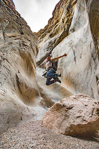 fall canyon - jumping in the narrows - death valley national park (california), death valley, fall canyon, hiking, juming, jumpshot, marble rock, narrows