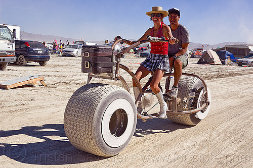 fat tire bicycle, bicycle, bike, fat tires, man, riding, woman