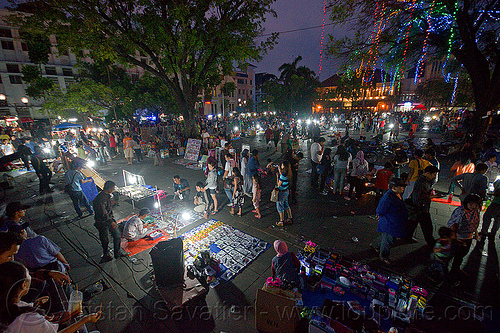 fatahillah square at night, indonesia, street seller