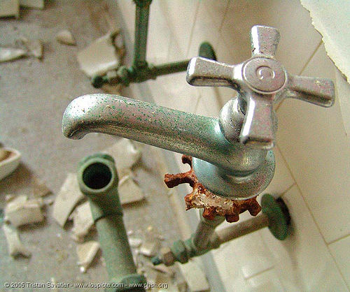 faucet in abandoned building, abandoned building, abandoned hospital, bathroom, faucet, presidio hospital, presidio landmark apartments, sinks, toilet, trespassing, vandalism, vandalized
