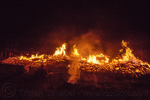 fire and embers after the man burned - burning man 2015, burning man, fire, night of the burn