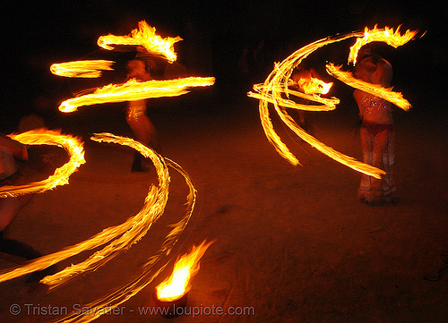 fire artists (bOmtribe) - san francisco, fire dancer, fire dancing, fire hula hoop, fire performer, fire spinning, hula hooping, hula hoops, night, spinning fire