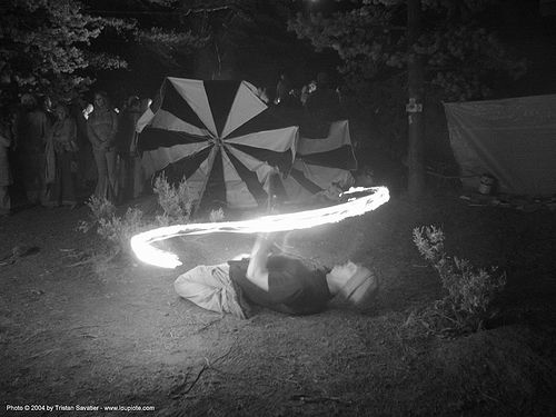 fire-dancer - rainbow gathering - hippie, fire dancer, fire dancing, fire performer, fire spinning, fire staff, hippie, night, spinning fire