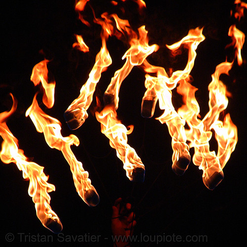 fire fans - burning man decompression 2007 (san francisco), fan, fire fans