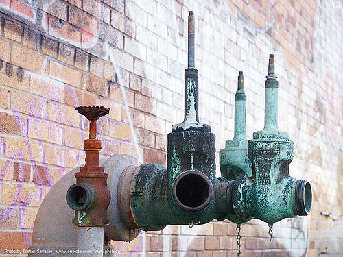 fire-hydrants - roof - abandoned hospital (presidio, san francisco), abandoned building, abandoned hospital, fire hydrant, graffiti, presidio hospital, presidio landmark apartments, roof, trespassing, valves