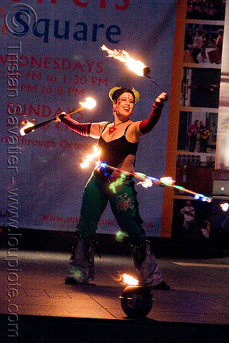 fire performer jamie luv - temple of poi 2009 fire dancing expo - union square (san francisco), fire dancer, fire dancing expo, fire hulahoop, fire performer, fire poi, fire spinning, fire staff, jamie luv, night, spinning fire, temple of poi, woman