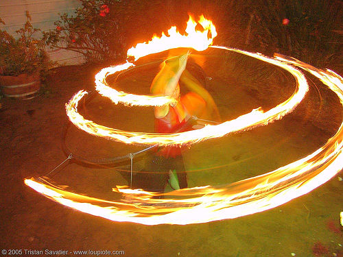 fire spiral - fire performer spinning fire (san francisco), eden, fire dancer, fire dancing, fire hula hoop, fire performer, fire spinning, hula hooping, night, spinning fire, spiral