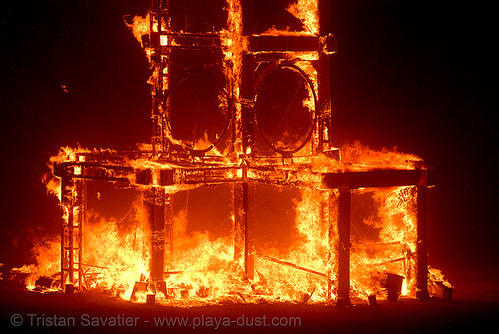 fire - temple of forgiveness - burning man 2007, burning man, fire, night, temple burning, temple of forgiveness