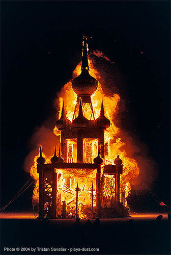 fire - temple of honor by david best - burning - burning-man 2003, art installation, burning man at night, david best, fire, temple burning, temple of honor
