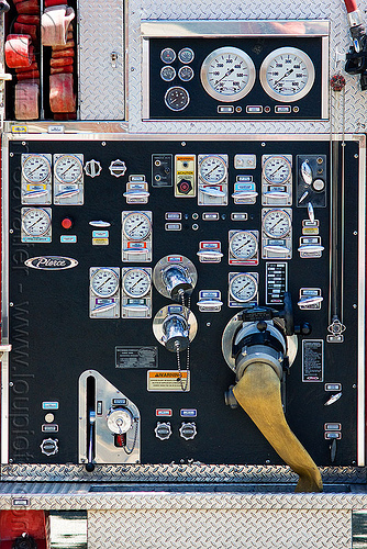 fire truck control panel, control panel, fire department, fire engine, fire truck, pressure gauges, sffd, valves