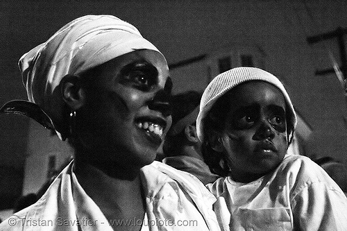 first halloween - mother and daughter - dia de los muertos (san francisco), child, costumes, day of the dead, dia de los muertos, halloween, joya, kid, night