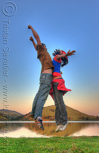 floating in the air - hdr, cristina, floating, flying, jump, jumper, jumpshot, man, woman