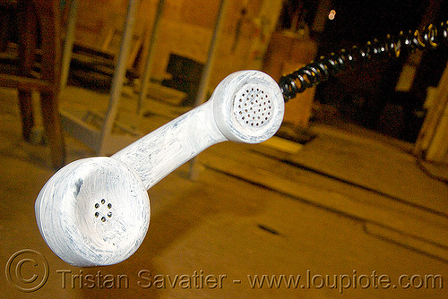 floating telephone handset - white, defenestration building, floating, handset, telephone, white