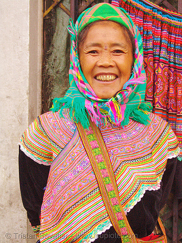 flower h'mong woman - vietnam, asian woman, colorful, flower h'mong tribe, flower hmong, hill tribes, indigenous, mature woman, old woman, vietnam