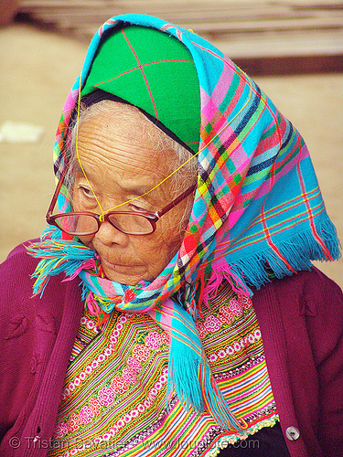 flower hmong woman - vietnam, asian woman, colorful, eyeglasses, eyewear, flower h'mong tribe, flower hmong, hill tribes, indigenous, mature woman, old woman, prescription glasses, reading glasses, spectacles, vietnam