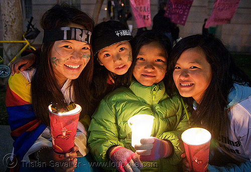 free tibet / anti-china protests (san francisco), anti-china, candle lights for human rights, candlelight vigil, children, cia, free tibet, girls, kids, little girl, night, propaganda, protests, rally, tibetan independence