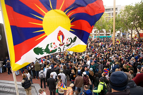 free tibet / anti-china protests (san francisco), anti-china, candle lights for human rights, cia, crowd, flag, free tibet, propaganda, protests, rally, tibetan independence