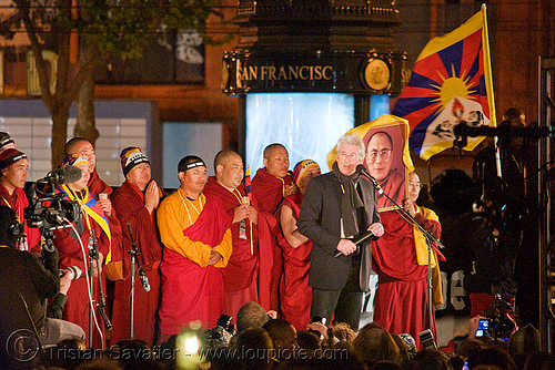 free tibet / anti-china protests (san francisco), anti-china, bhagwa, buddhist monks, candle lights for human rights, cia, flag, free tibet, propaganda, protests, rally, richard geer, richard gere, saffron color, tibetan independence