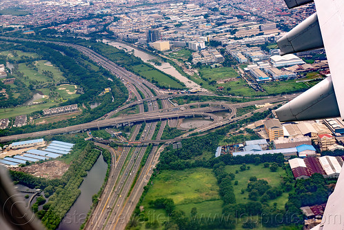 freeway interchange aerial view (jakarta), a320, aerial photo, air asia, airbus, freeway interchange, jakarta, passenger plane