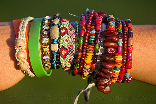 friendship bands and bracelets, arm, closeup, colorful, fashion, friendship bands, friendship bracelets, girl, hippie bracelets, jewelry, rubber band, rubber bracelet, seeds, woman, wooden beads, wrist