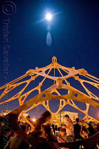 full moon above temple - dia de los muertos - halloween (san francisco), architecture, bootiesattva zome, day of the dead, dia de los muertos, frame, full moon, halloween, lens flare, makeup, night, plywood, structure, wood cut