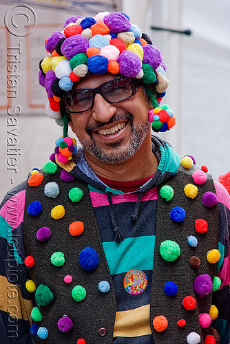 fuzzy balls - colors, fur balls, fuzzy balls, hat, man, richie, sunglasses