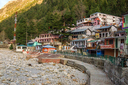 gangotri ghats - bhagirathi river (india), bhagirathi river, bhagirathi valley, gangotri, ghats, hindu pilgrimage, hinduism, mountain river, mountains, river bed