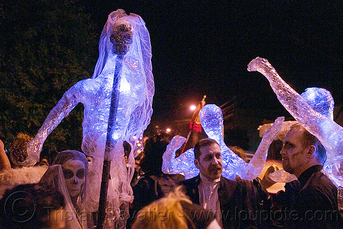 ghosts - día de los muertos - halloween (san francisco), day of the dead, dia de los muertos, face painting, facepaint, ghosts, halloween, makeup, night, silhouettes, transluscent