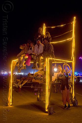 giant chair art car, art car, burning man, chairman of the bored, giant chair, mutant vehicles, night, pete day, sitting
