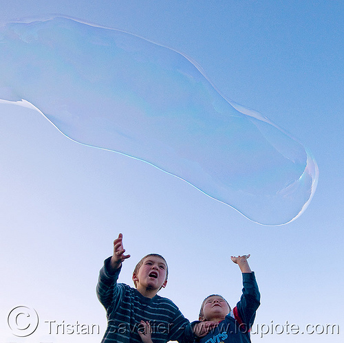 giant soap bubble in the sky, big bubble, children, giant bubble, kids, park, playing, soap bubbles