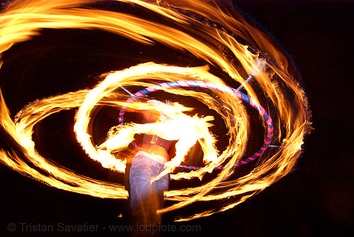 gina spinning a fire hula (san francisco), fire dancer, fire dancing, fire hula hoop, fire performer, fire spinning, hula hooping, night, spinning fire
