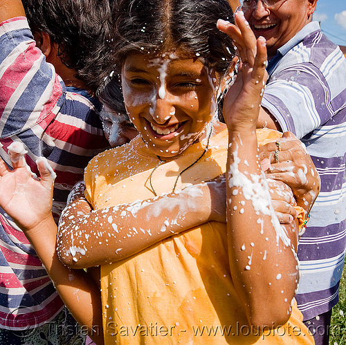 girl covered with party foam - carnaval - carnival in jujuy capital (argentina), andean carnival, argentina, carnaval de la quebrada, jujuy capital, noroeste argentino, party foam, san salvador de jujuy, woman