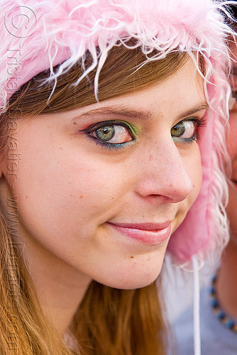 girl in pink fuzzy hat, brianna, kandi kid, kandi raver, pink fuzzy hat, woman