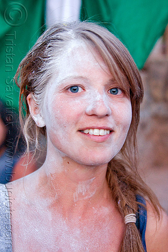 girl with blue eyes - carnaval de tilcara (argentina), andean carnival, argentina, carnaval de la quebrada, carnaval de tilcara, noroeste argentino, quebrada de humahuaca, talk powder, woman