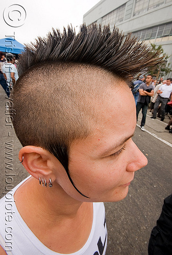 girl with mohawk, ear piercing, lilly, mohawk hair, rim piercing, woman