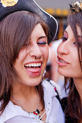 girls with lip piercing and nose piercing, bite, devin, jess, lip piercing, nose piercing, septum piercing, snake, women