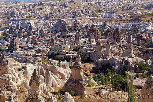 göreme - fairy chimneys - cappadocia, cappadocia, cave dwellings, caves, erosion, fairy chimneys, geology, goreme, göreme, hoodoos, landscape, rock cut, rock formations, rock houses, rocks, troglodyte, village, volcanic tuff