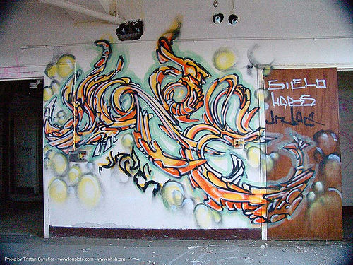 graffiti - abandoned hospital (presidio, san francisco), abandoned building, abandoned hospital, graffiti, presidio hospital, presidio landmark apartments, trespassing